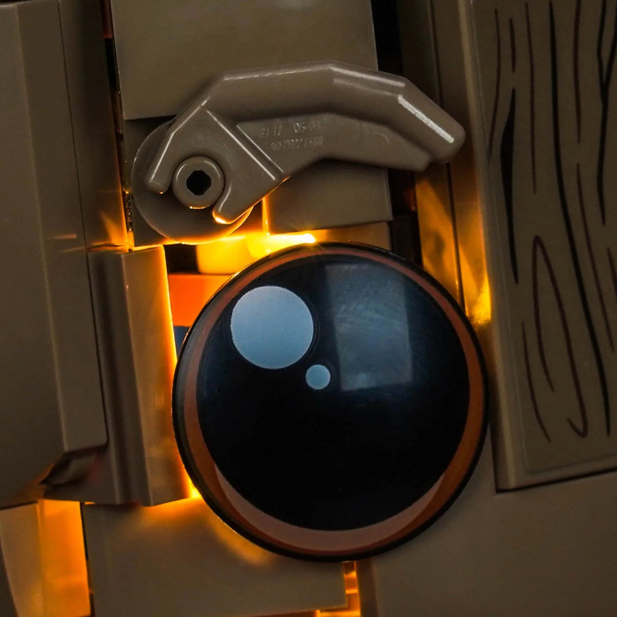 LEGO® Marvel Ravager Jumpsuit Groot #76341 front view fully lit, with the LED light kit