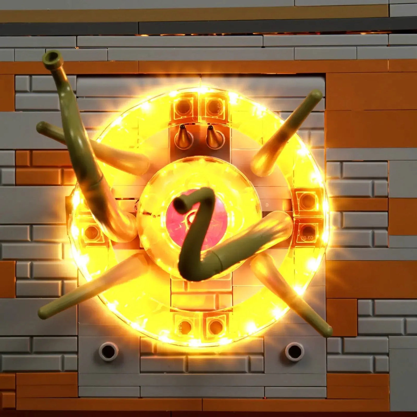 front view fully lit: Bright My Bricks light kit for LEGO® Marvel Sanctum Sanctorum #76218