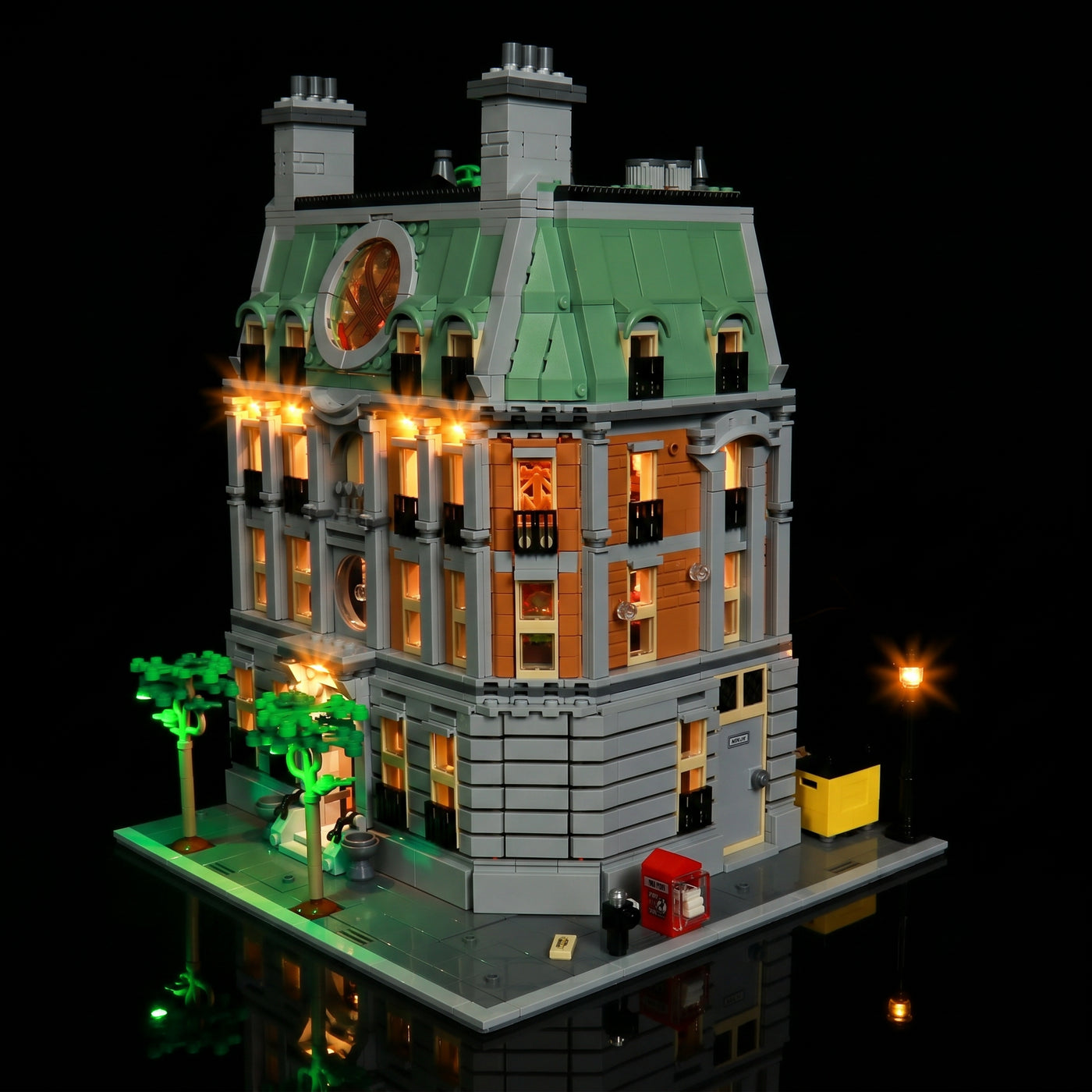 LEGO® Marvel Sanctum Sanctorum #76218 warm LED glow detail, with the light kit