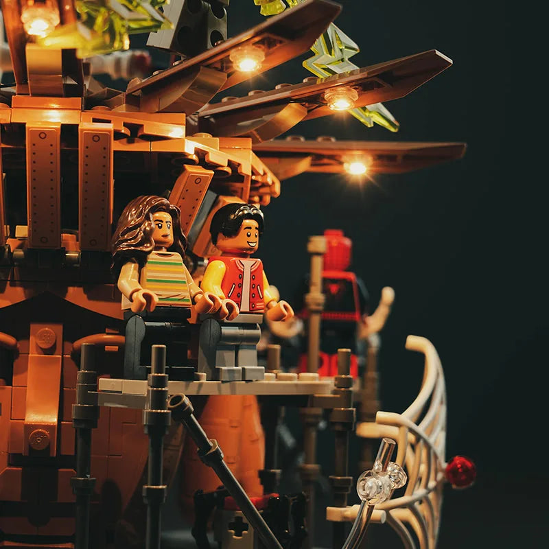 side angle with lights on: Bright My Bricks custom LED lighting for LEGO® Marvel Spider-Man Final Battle #76261