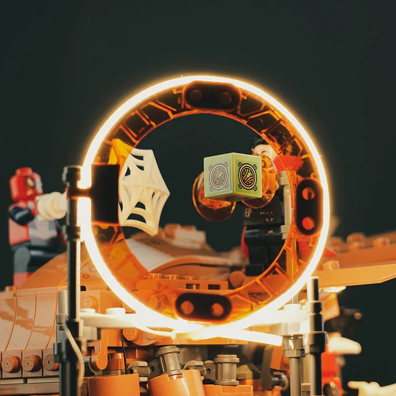 illuminated at night: Bright My Bricks LED lighting kit for LEGO® Marvel Spider-Man Final Battle #76261
