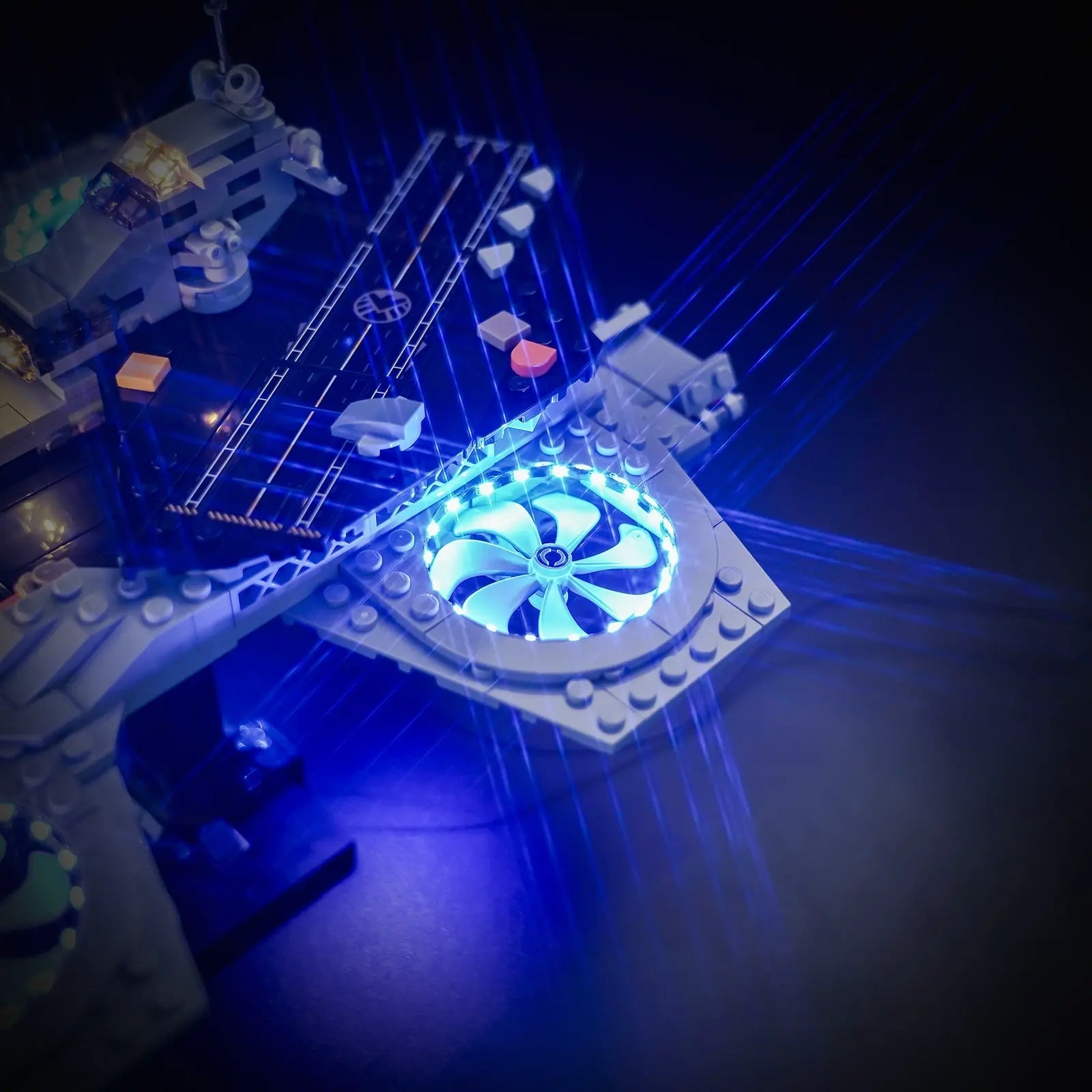 LED lights bring LEGO Marvel The Avengers Helicarrier #76295 to life
