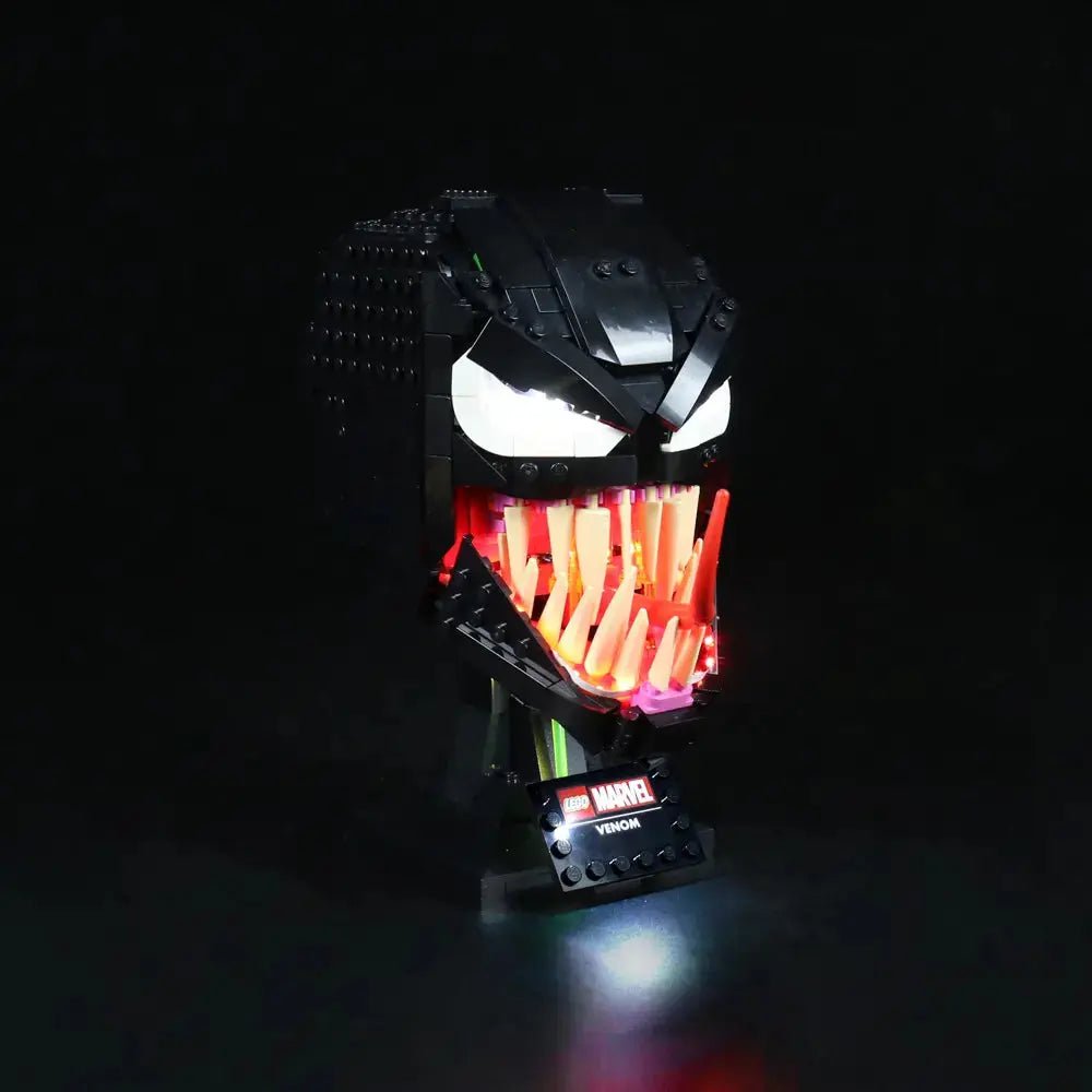 LED lighting kit for LEGO® Marvel Venom #76187, showcase lighting view