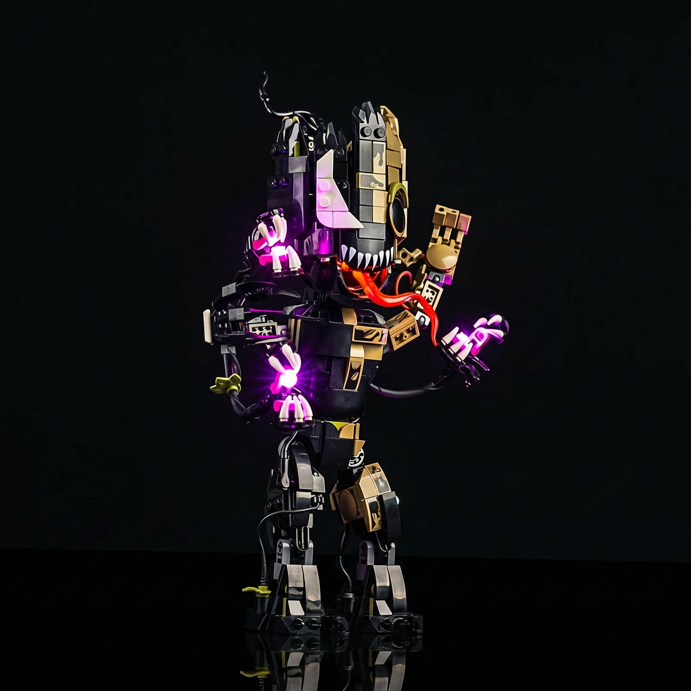 display lighting in a dark room: Bright My Bricks LED lights for LEGO® Marvel Venomized Groot #76249