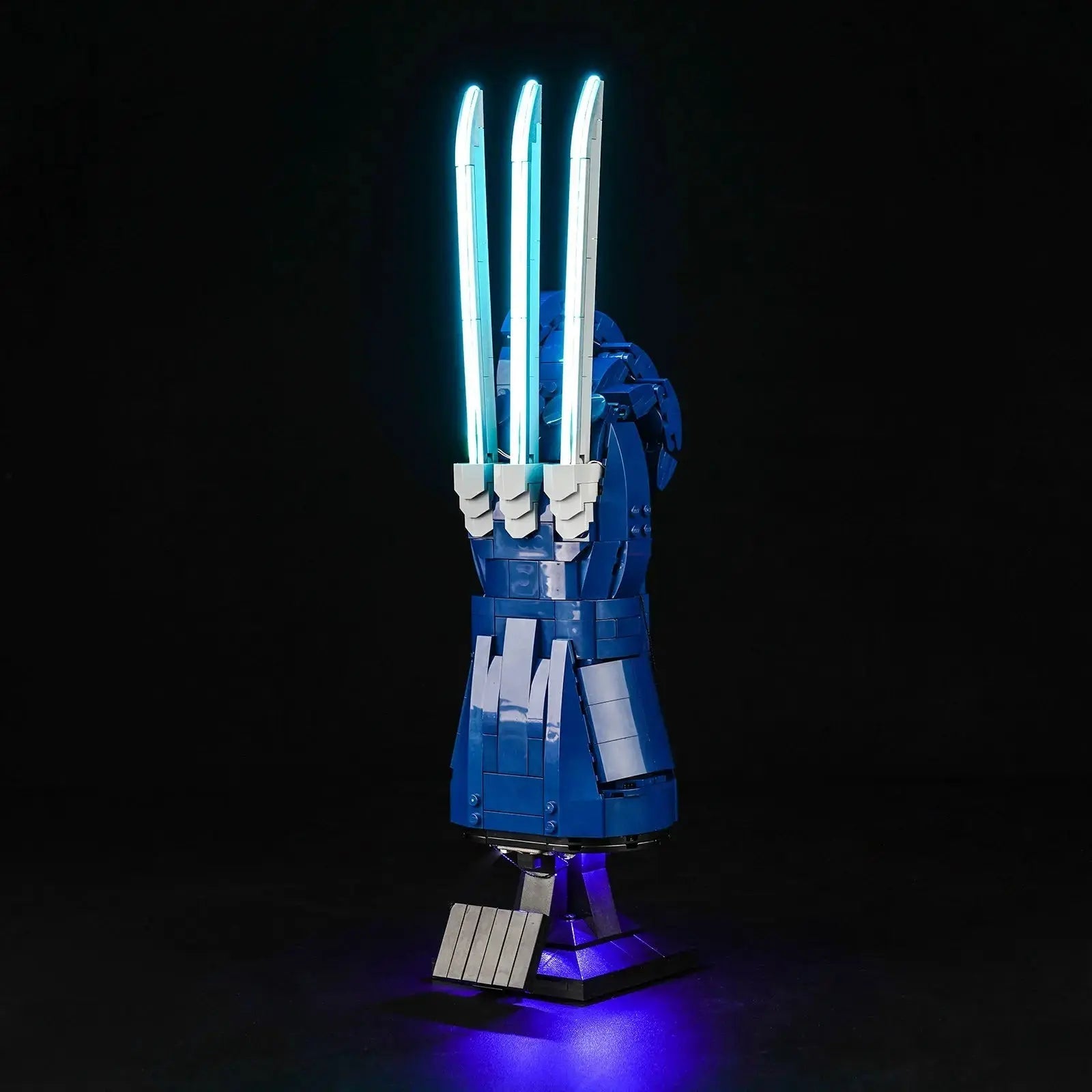 fully illuminated on display: Bright My Bricks LED light kit for LEGO® Marvel Wolverine's Adamantium Claws #76250