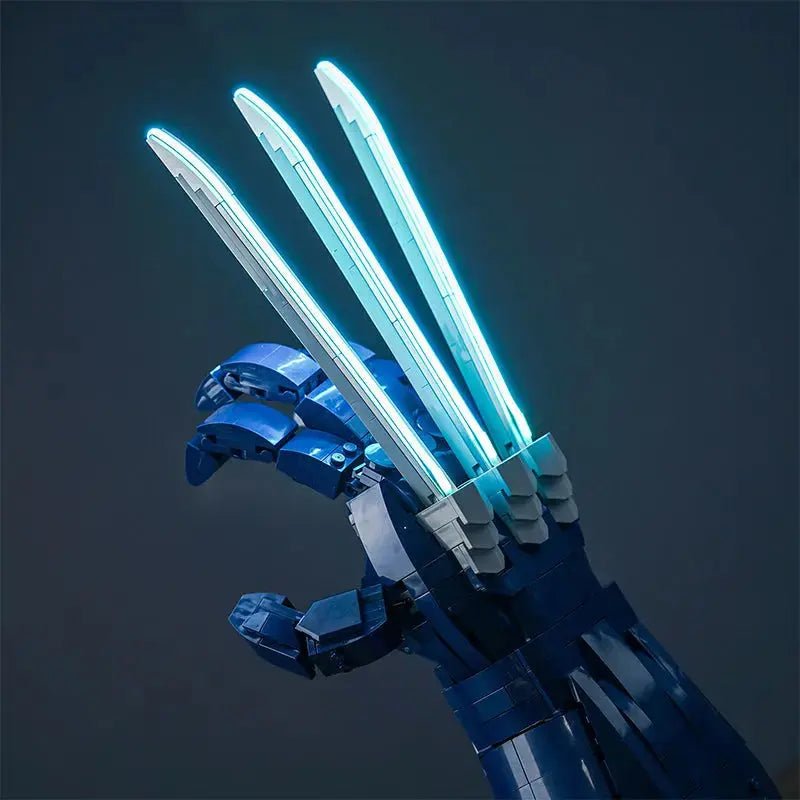 RGB LED light kit for LEGO® Marvel Wolverine's Adamantium Claws #76250, warm LED glow detail