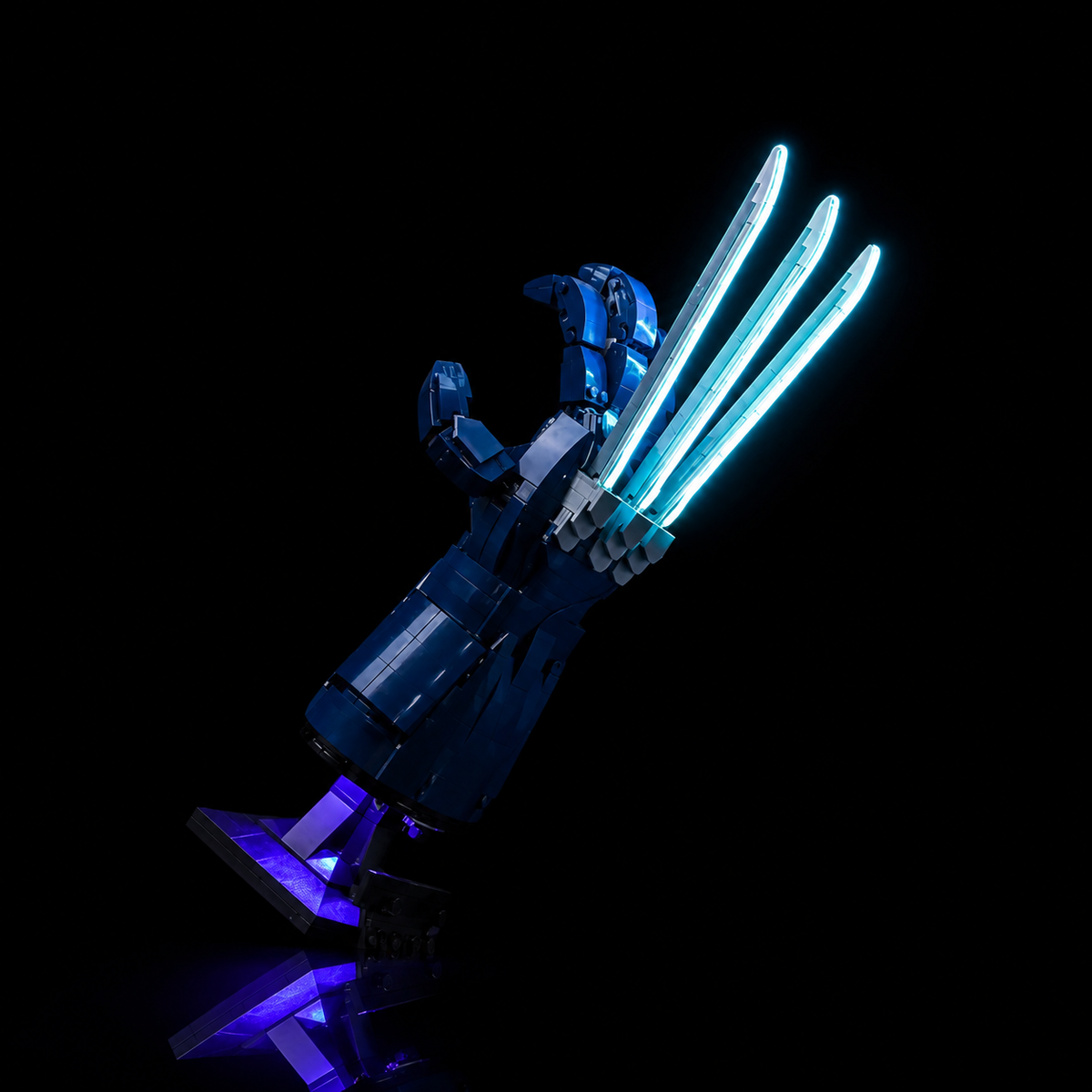 illuminated at night: Bright My Bricks LED lighting kit for LEGO® Marvel Wolverine's Adamantium Claws #76250
