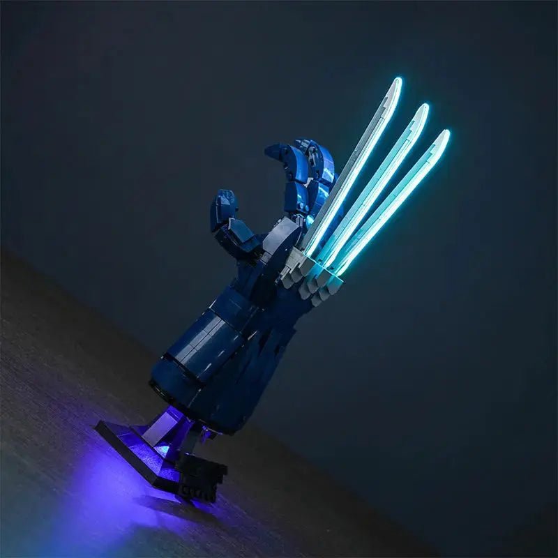 LEGO® Marvel Wolverine's Adamantium Claws #76250 — fully illuminated on display (LED lighting kit)