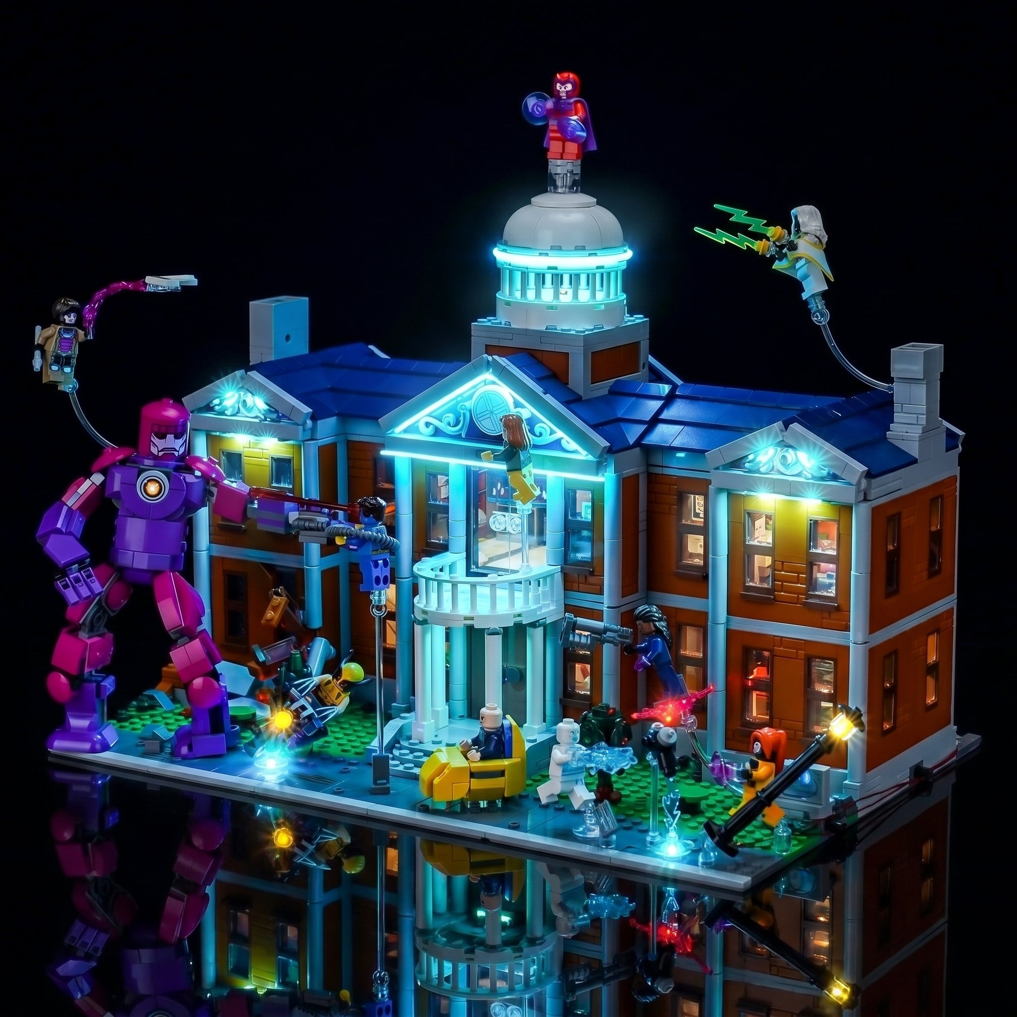 Bright My Bricks light kit for LEGO® Marvel X-Men: The X-Mansion #76294 — night-mode display glow