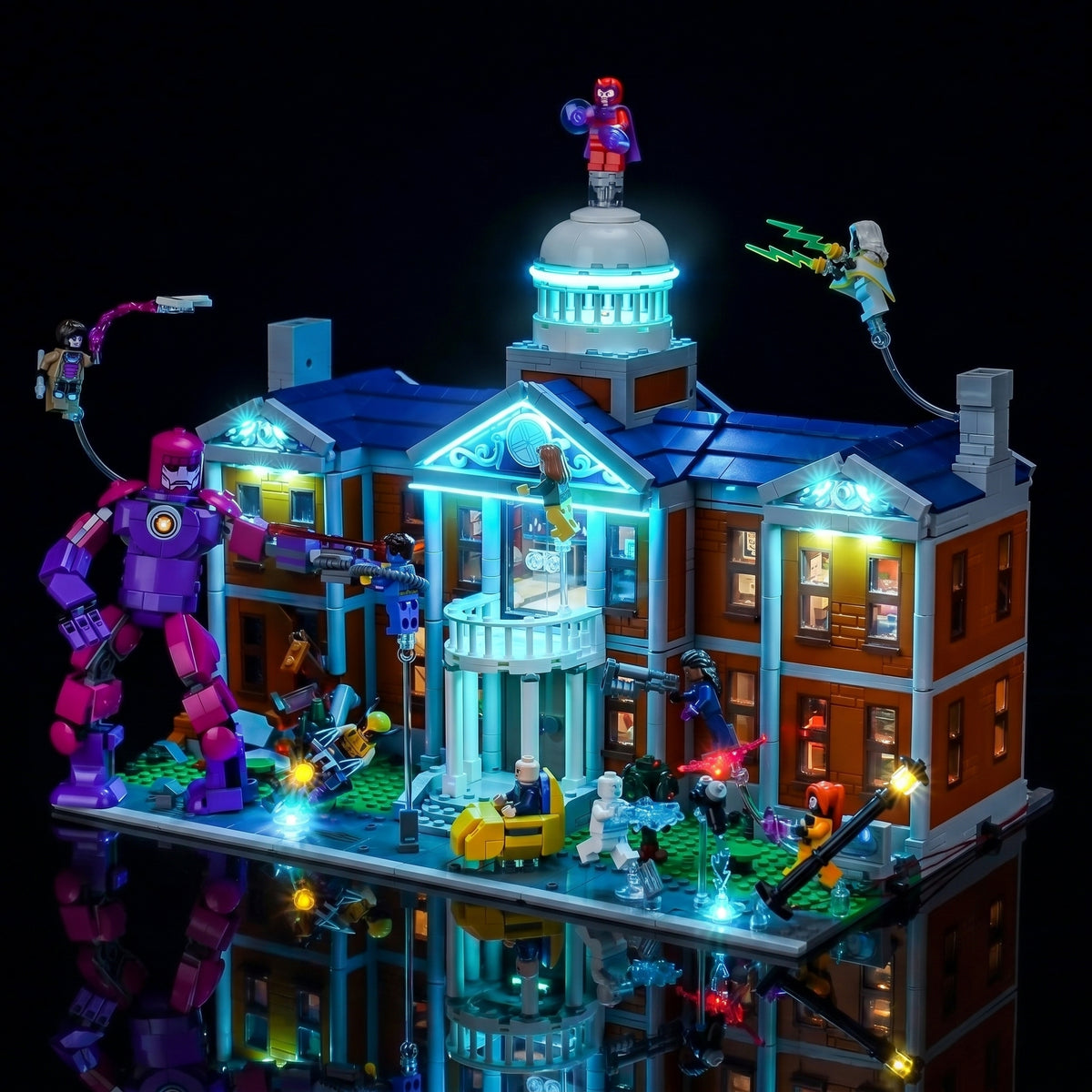 Bright My Bricks light kit for LEGO® Marvel X-Men: The X-Mansion #76294 — night-mode display glow