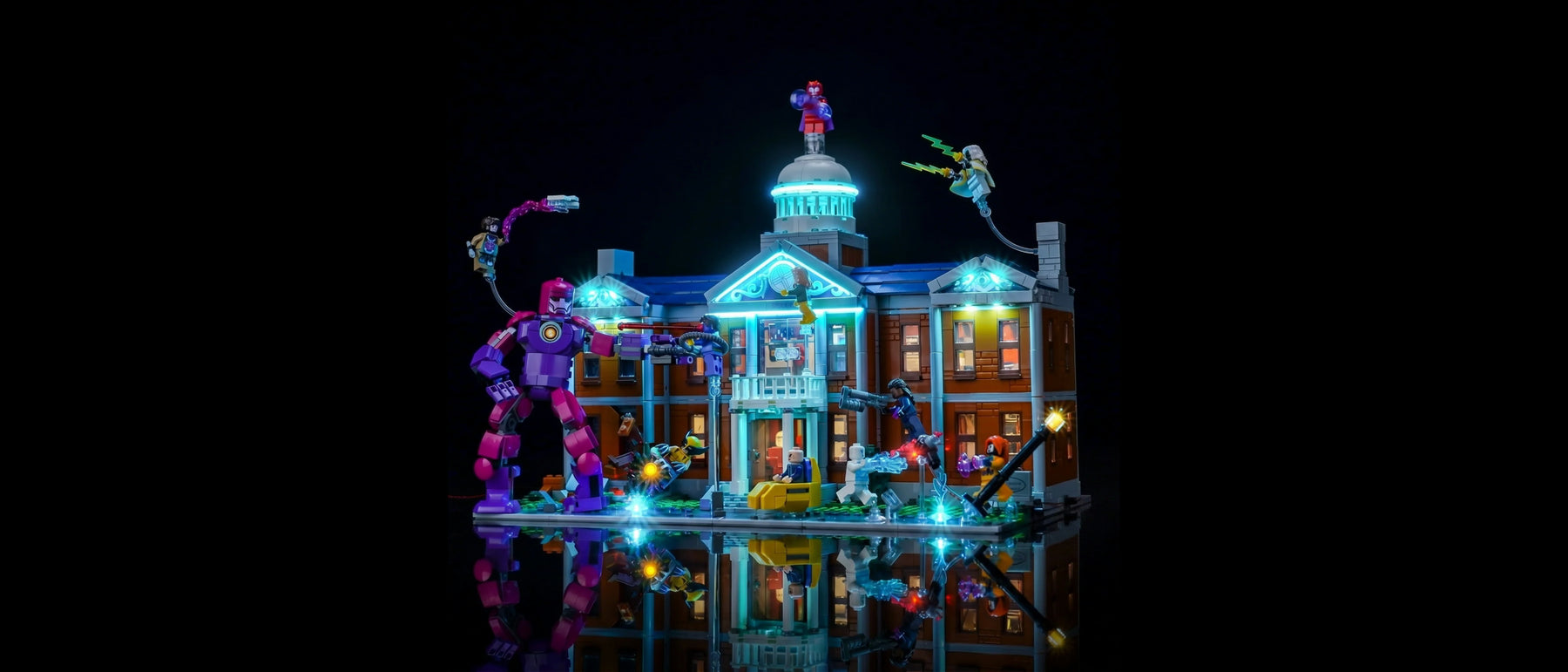 LED-Beleuchtungsset für LEGO® X-Men: X-Mansion #76294 — lit with the LED light kit