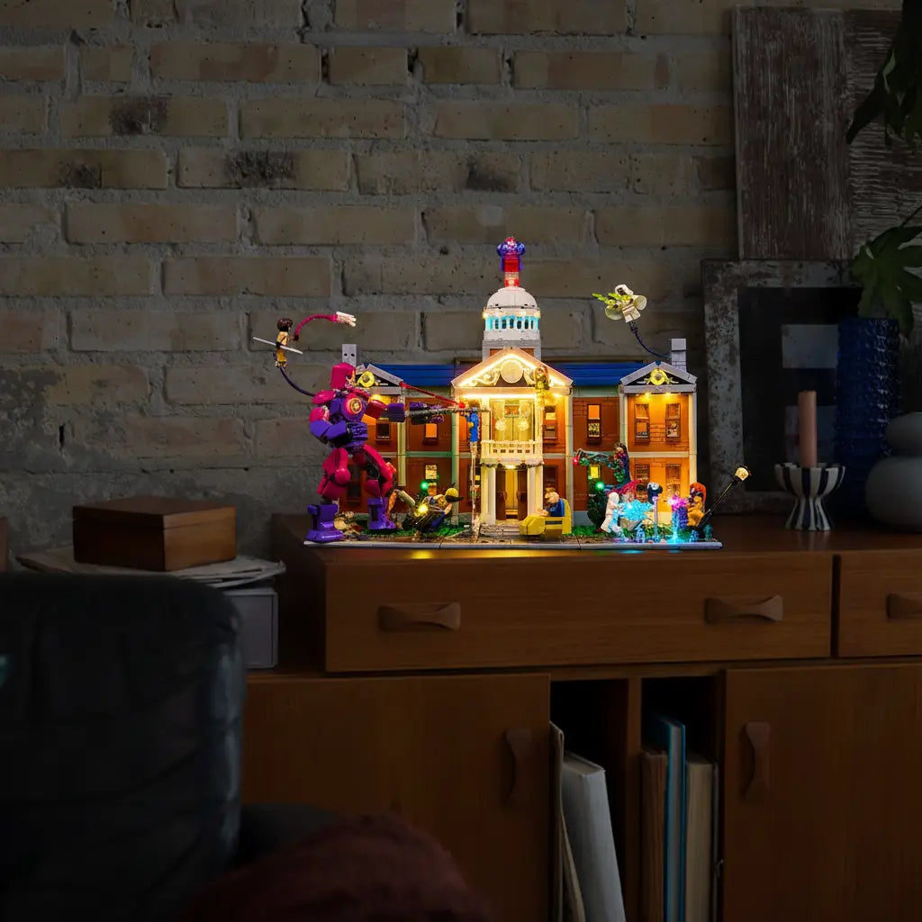 Bright My Bricks light kit for LEGO® Marvel X-Men: The X-Mansion #76294 — night-mode display glow