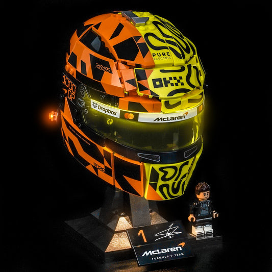 LEGO McLaren Mastercard F1 Team Lando Norris Helmet #43023 with LED lights installed