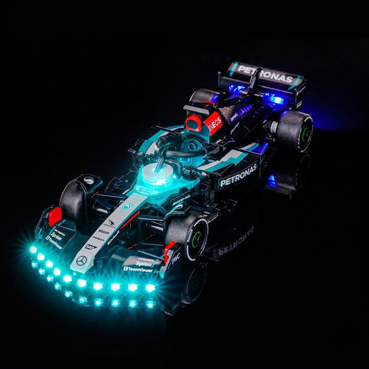 LED strips and bricks detail: Bright My Bricks light kit for LEGO® Mercedes-AMG F1 W15 Race Car #77244