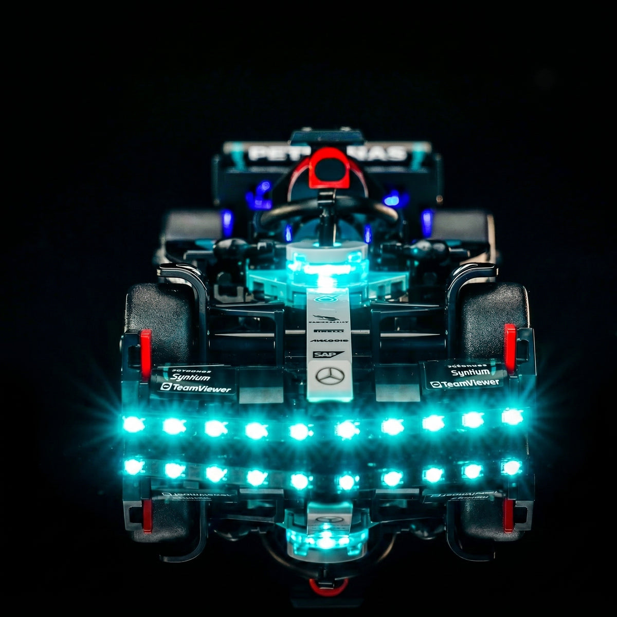custom LED lighting for LEGO® Mercedes-AMG F1 W15 Race Car #77244, lighting effect on the build