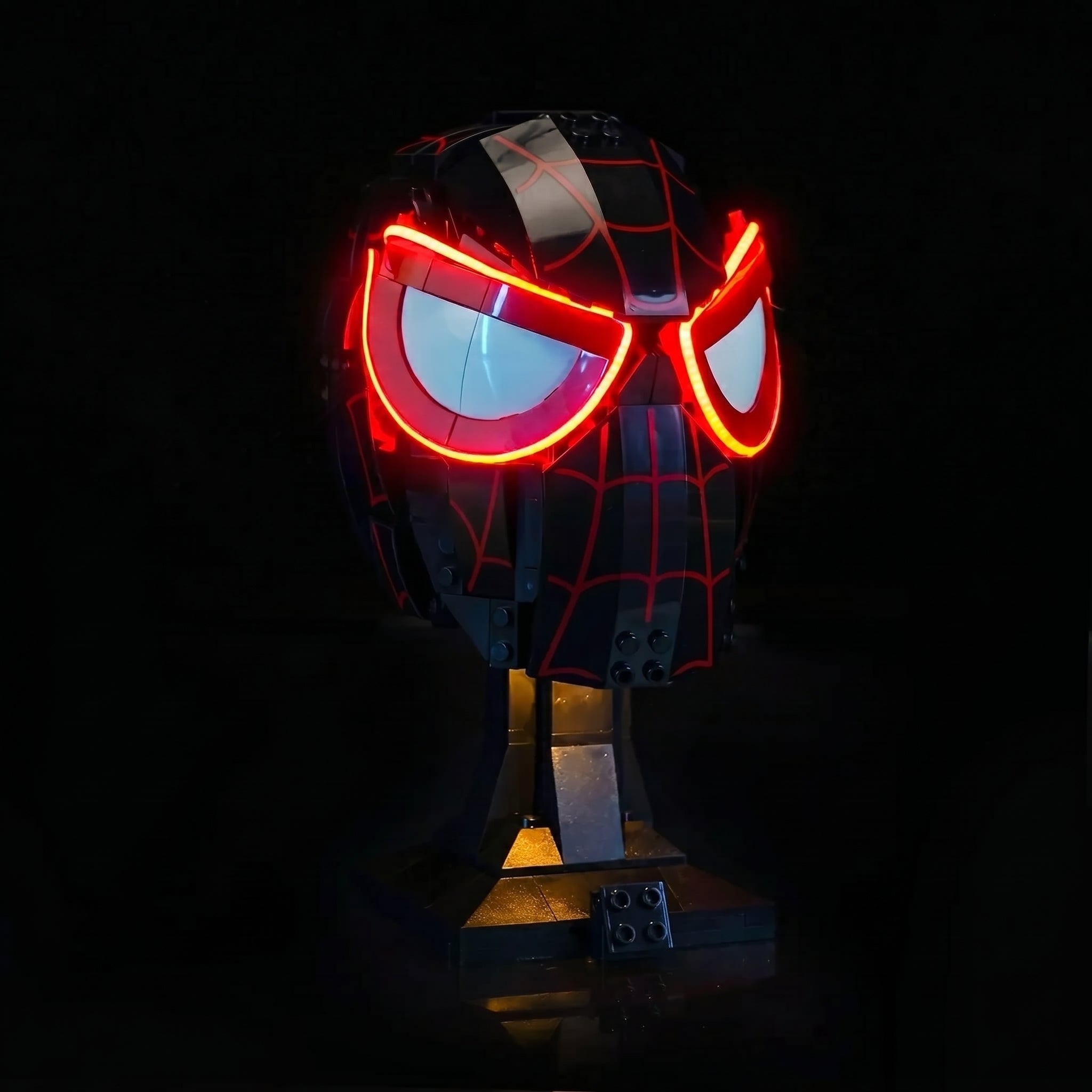 Bright My Bricks USB-powered LED light kit for LEGO® Miles Morales' Mask #76329 — brightened interior detail