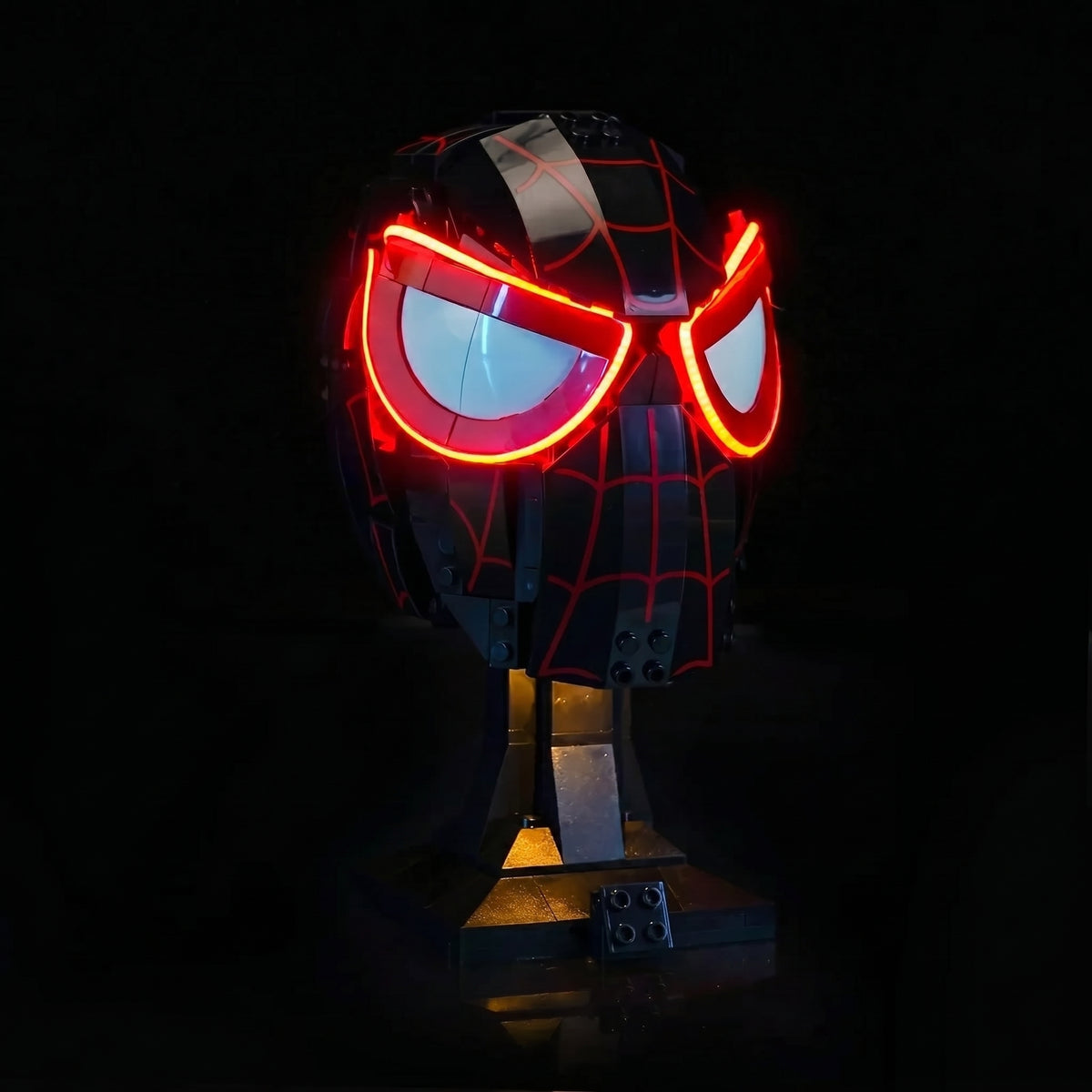 Bright My Bricks USB-powered LED light kit for LEGO® Miles Morales' Mask #76329 — brightened interior detail