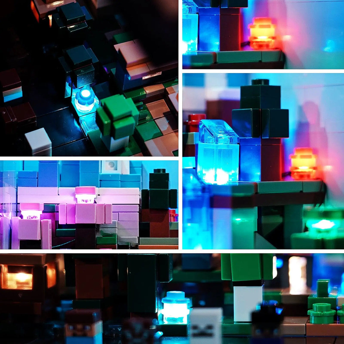 LEGO® Minecraft The Crafting Table #21265 — close-up of the LED lighting detail (display light kit)