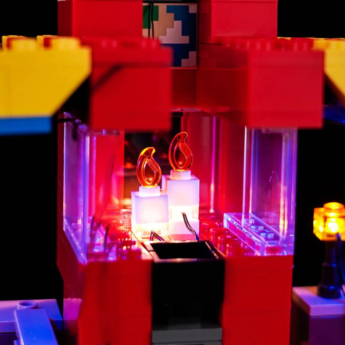 warm LED glow detail: Bright My Bricks DIY LED light kit for LEGO® Minecraft The Parrot Houses #21282