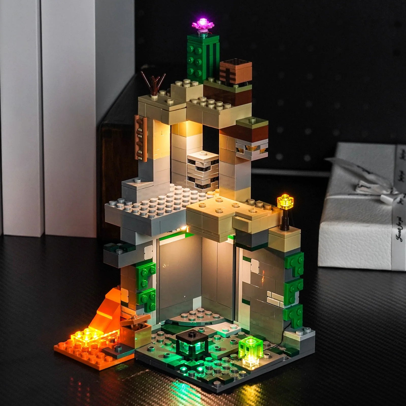 Bright My Bricks LED lighting kit for LEGO® Minecraft Zombie Dungeon #21587 — warm LED glow detail