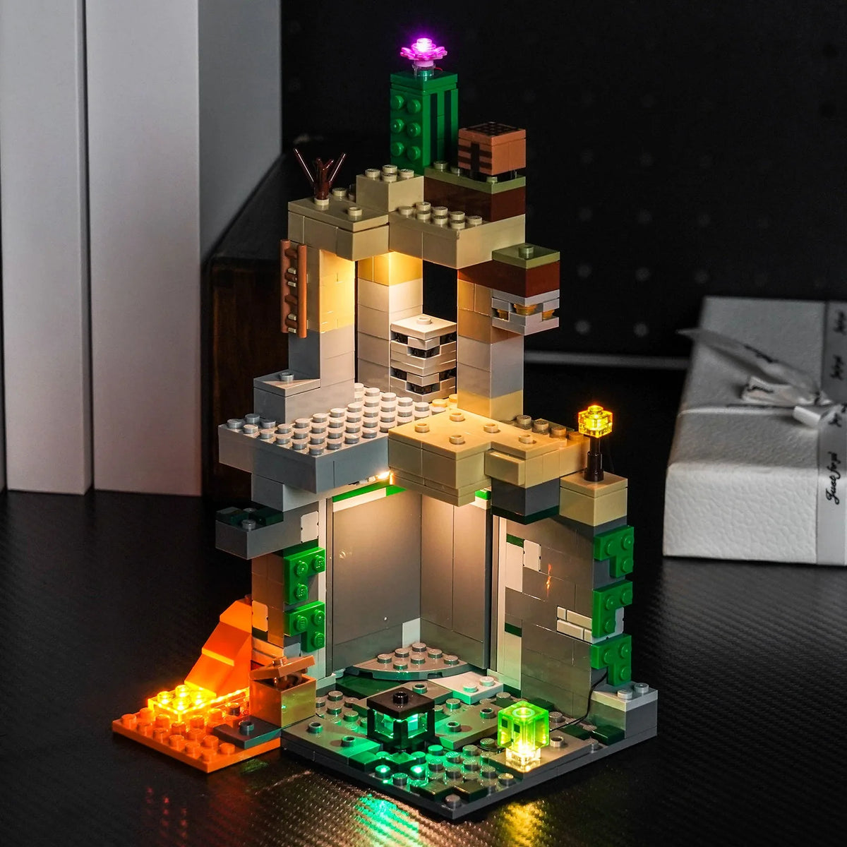 Bright My Bricks LED lighting kit for LEGO® Minecraft Zombie Dungeon #21587 — warm LED glow detail
