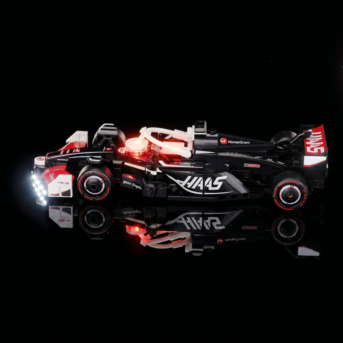 brightened interior detail: Bright My Bricks LED lights for LEGO® MoneyGram Haas F1 Team VF-24 Race Car #77250