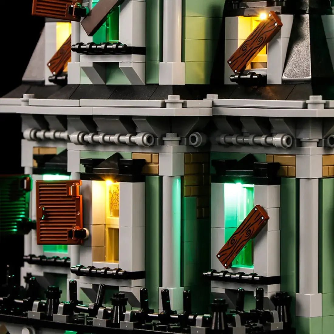 LEGO® Monster Fighters Haunted House #10228 — LED kit powered on (light kit)
