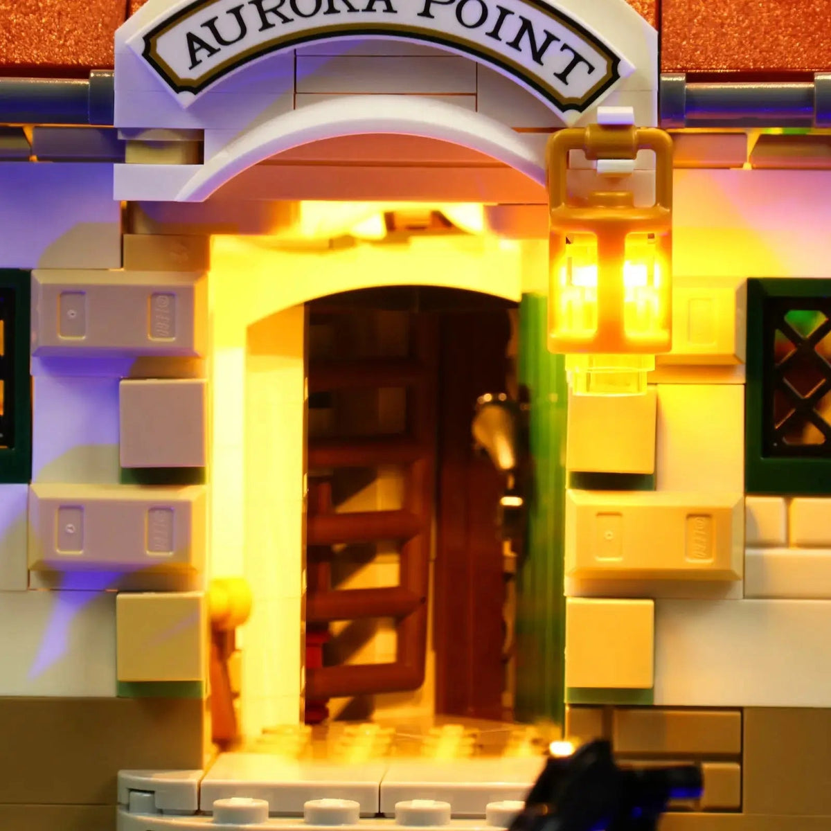 warm LED glow detail: Bright My Bricks USB-powered LED light kit for LEGO® Motorized Lighthouse #21335