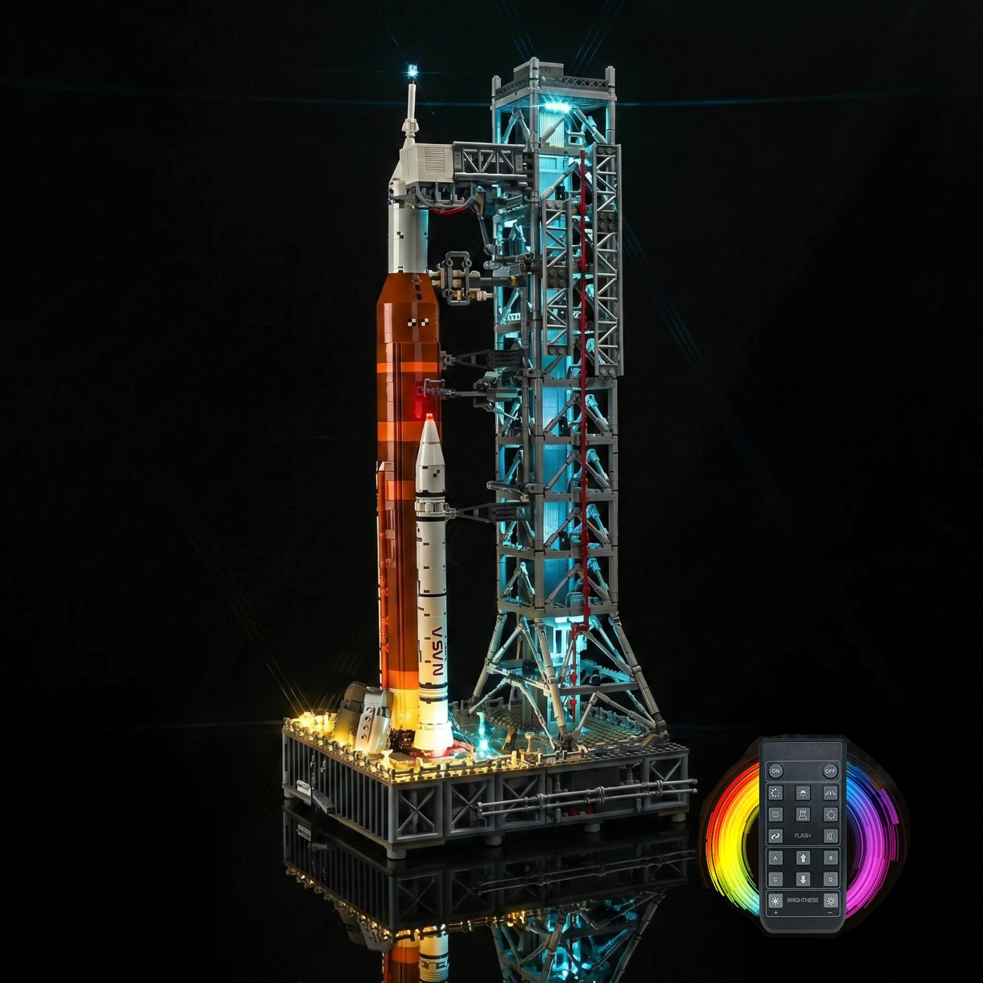brightened interior detail: Bright My Bricks display light kit for LEGO® NASA Artemis Space Launch System #10341