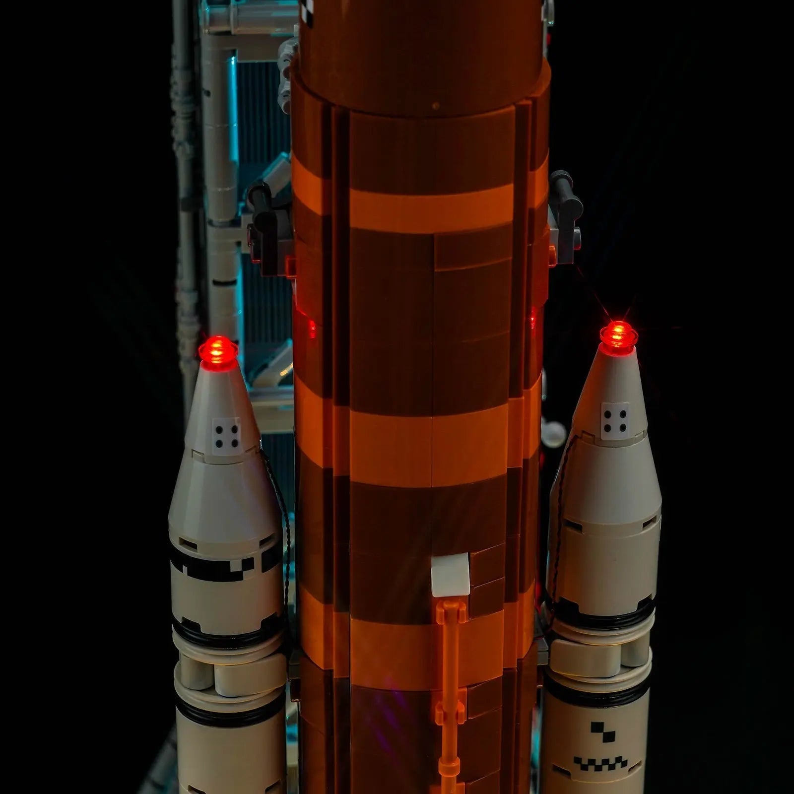 LEGO NASA Artemis Space Launch System Blue #10341 lit up - front angle