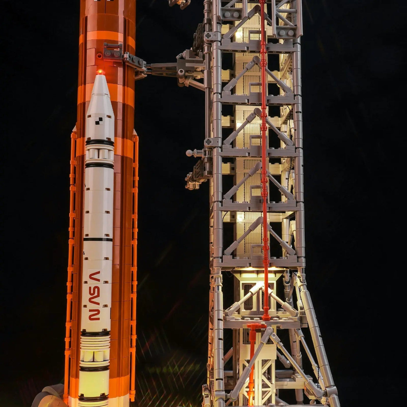 Bright My Bricks light kit for LEGO® NASA Artemis Space Launch System #10341 — before-and-after lighting
