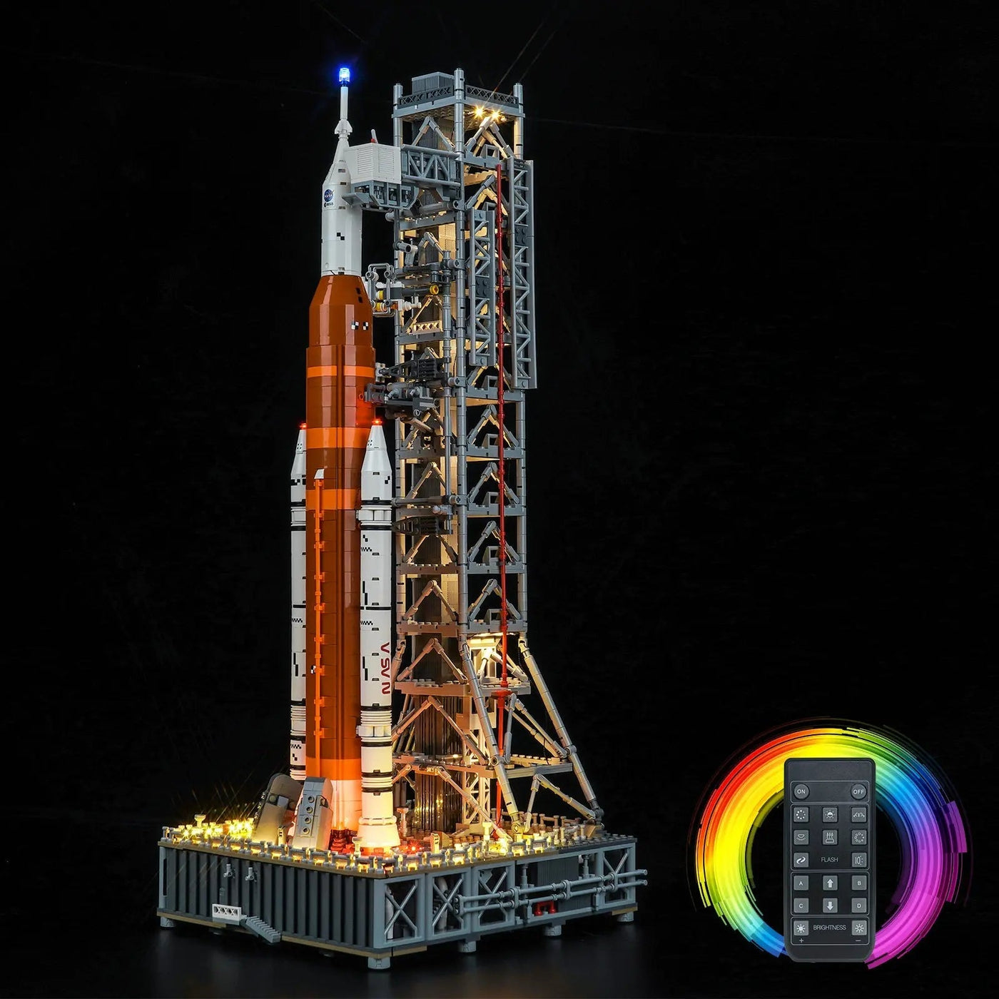 LEGO® NASA Artemis Space Launch System #10341 — brightened interior detail (display light kit)