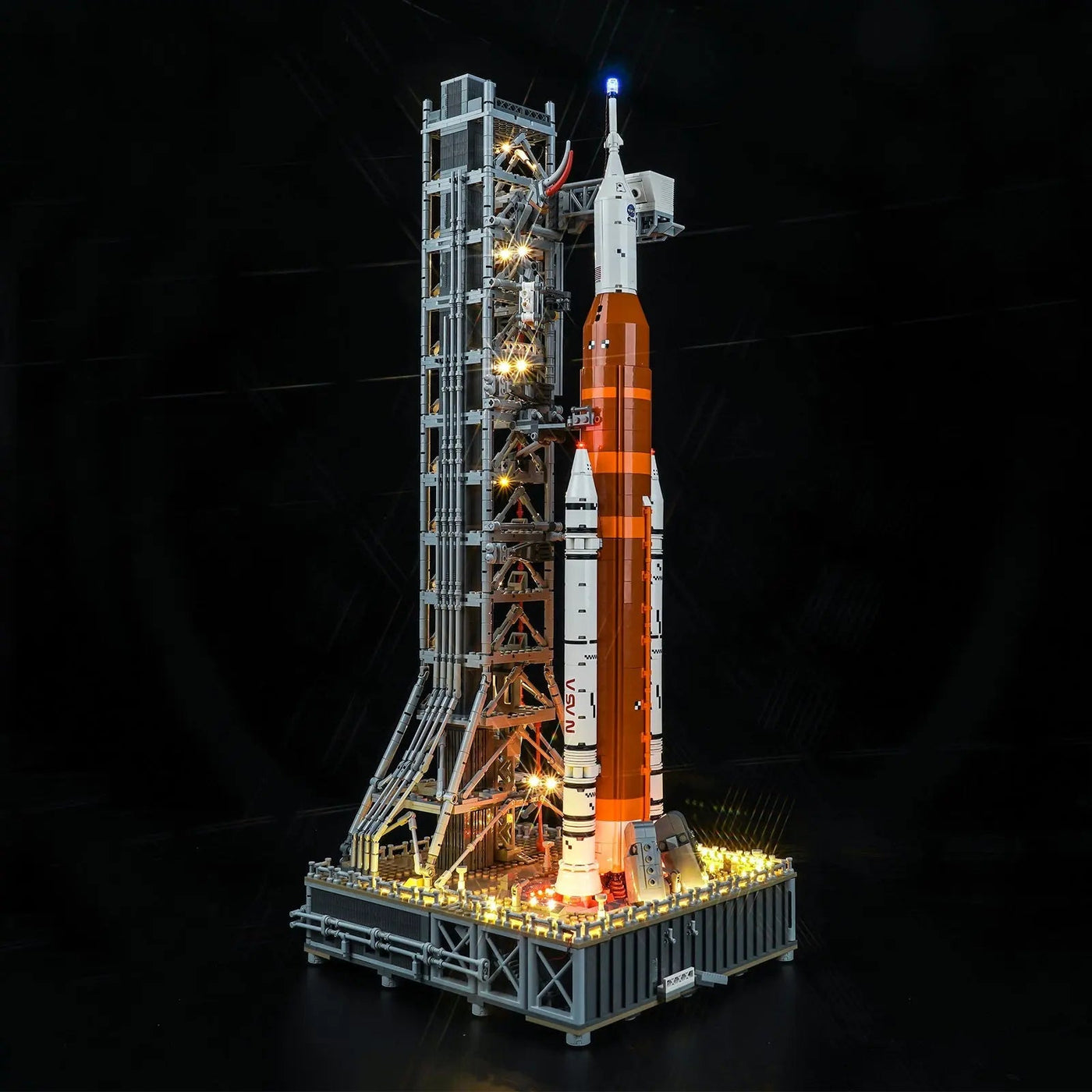 custom LED lighting for LEGO® NASA Artemis Space Launch System #10341, brightened interior detail