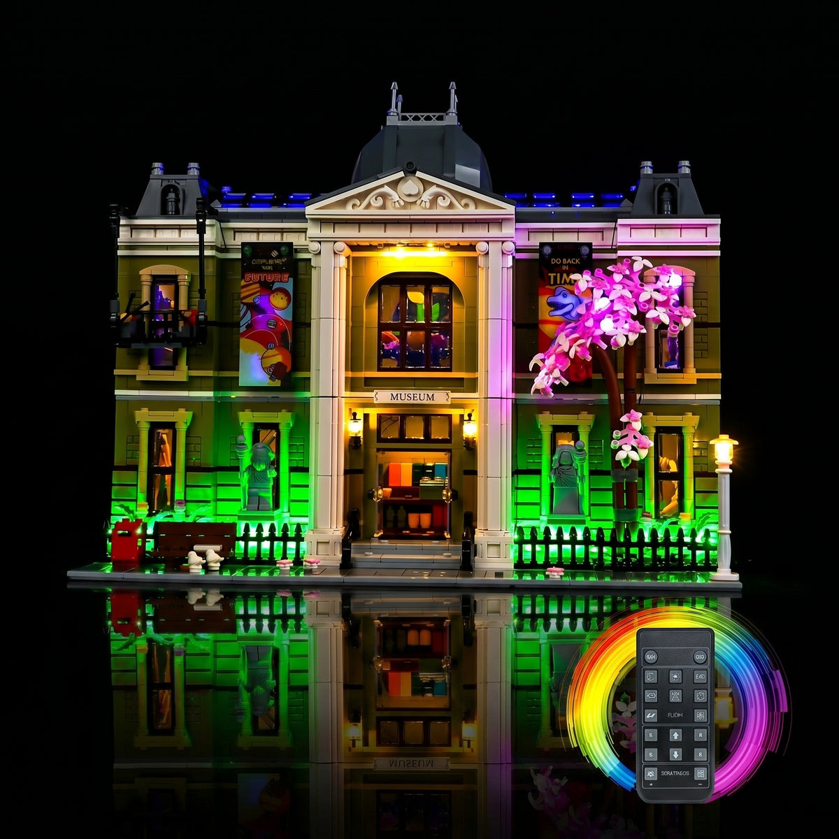 showcase lighting view: Bright My Bricks LED light kit for LEGO® Natural History Museum #10326