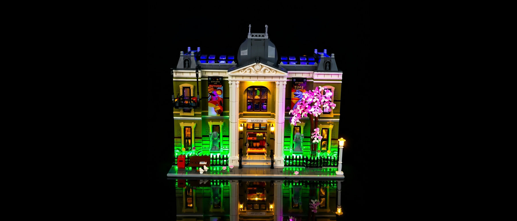 Light Kit for LEGO® Natural History Museum #10326 — lit with the LED light kit