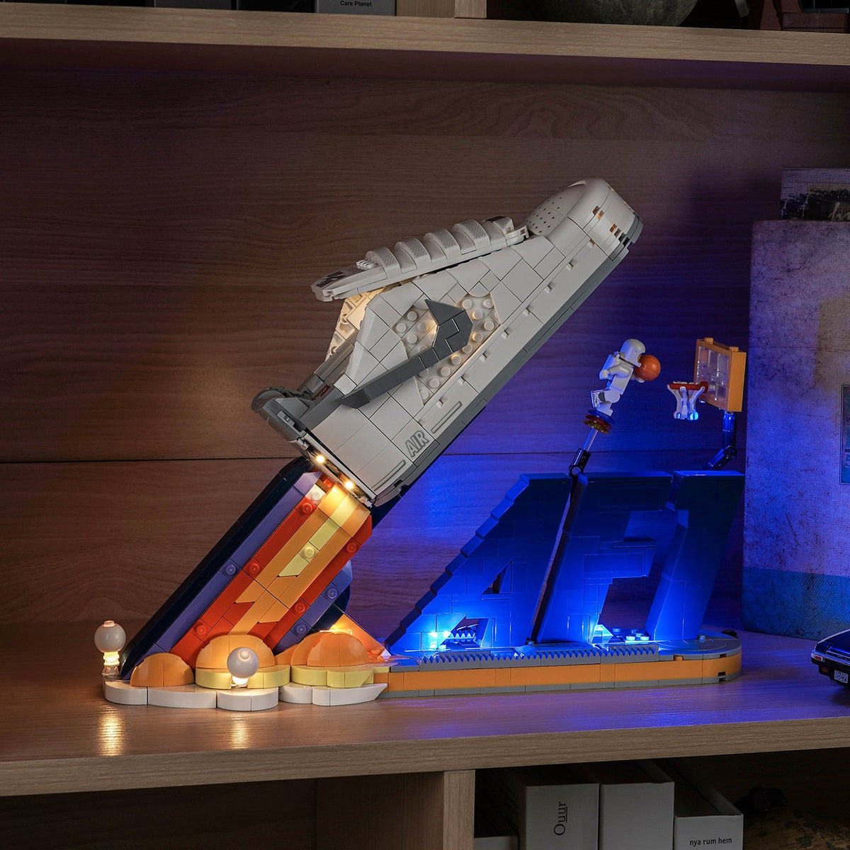 Bright My Bricks LED light kit for LEGO® Nike Air Force 1 #43026 — fully illuminated on display