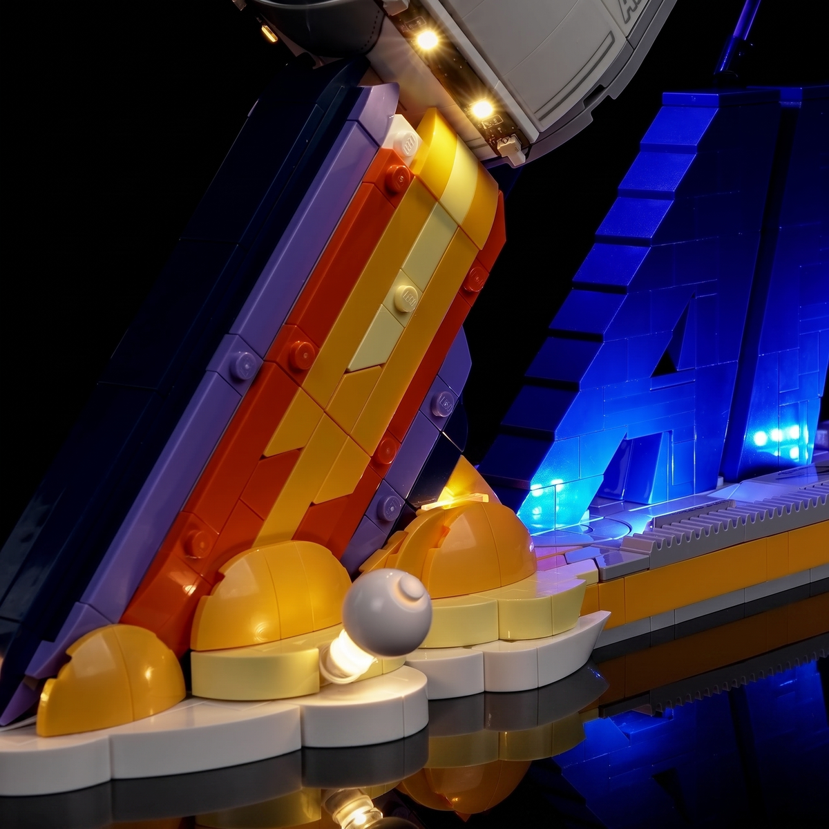 Bright My Bricks LED light kit for LEGO® Nike Air Force 1 #43026 — seen from another angle, lit