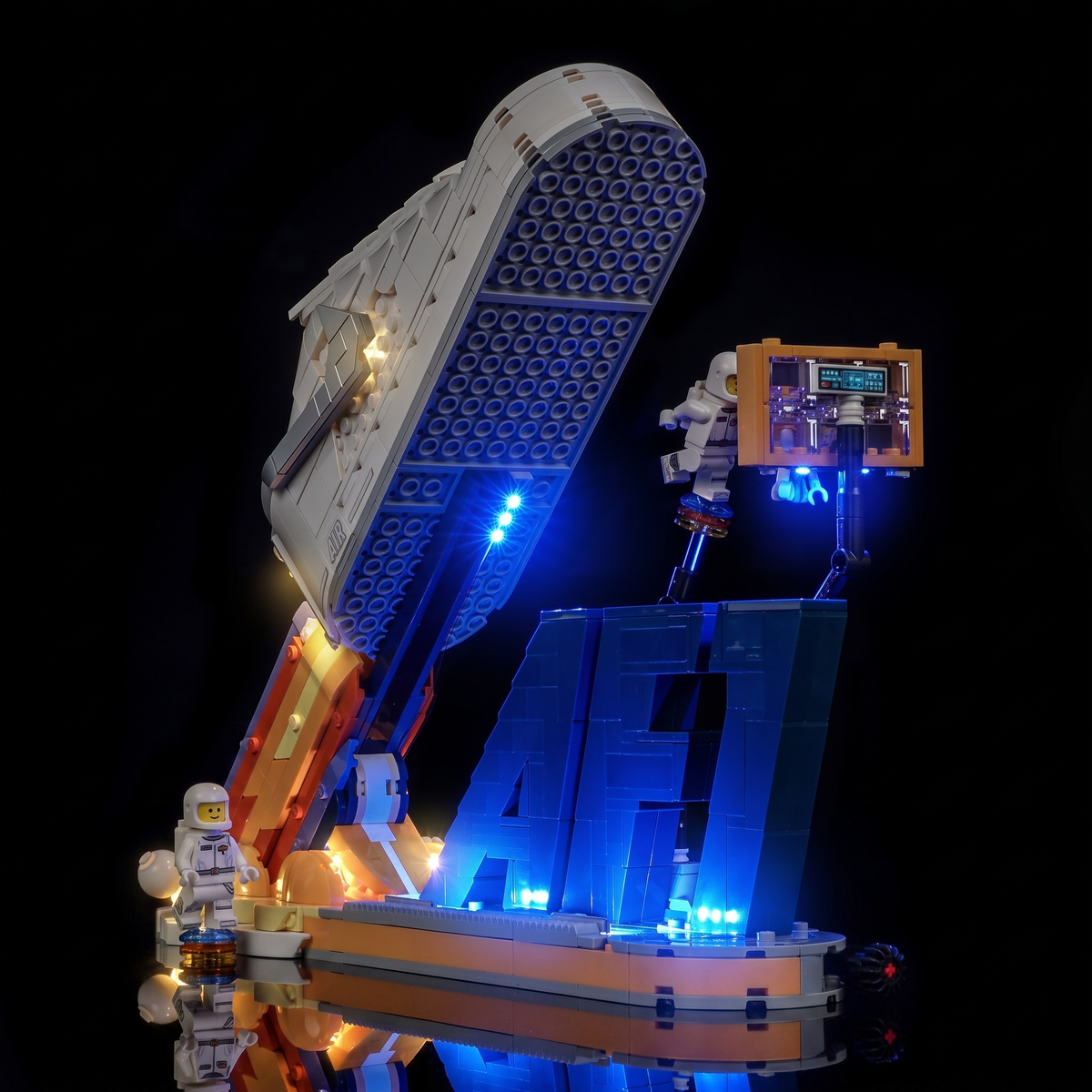 LEGO® Nike Air Force 1 #43026 installed and glowing, with the USB-powered LED light kit