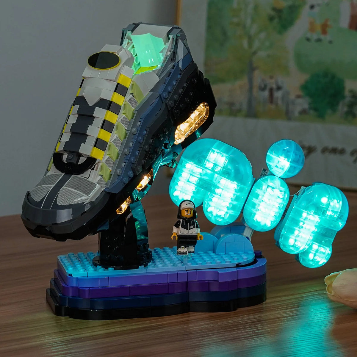LEGO® Nike Air Max 95 #43025 brightened interior detail, with the DIY LED light kit