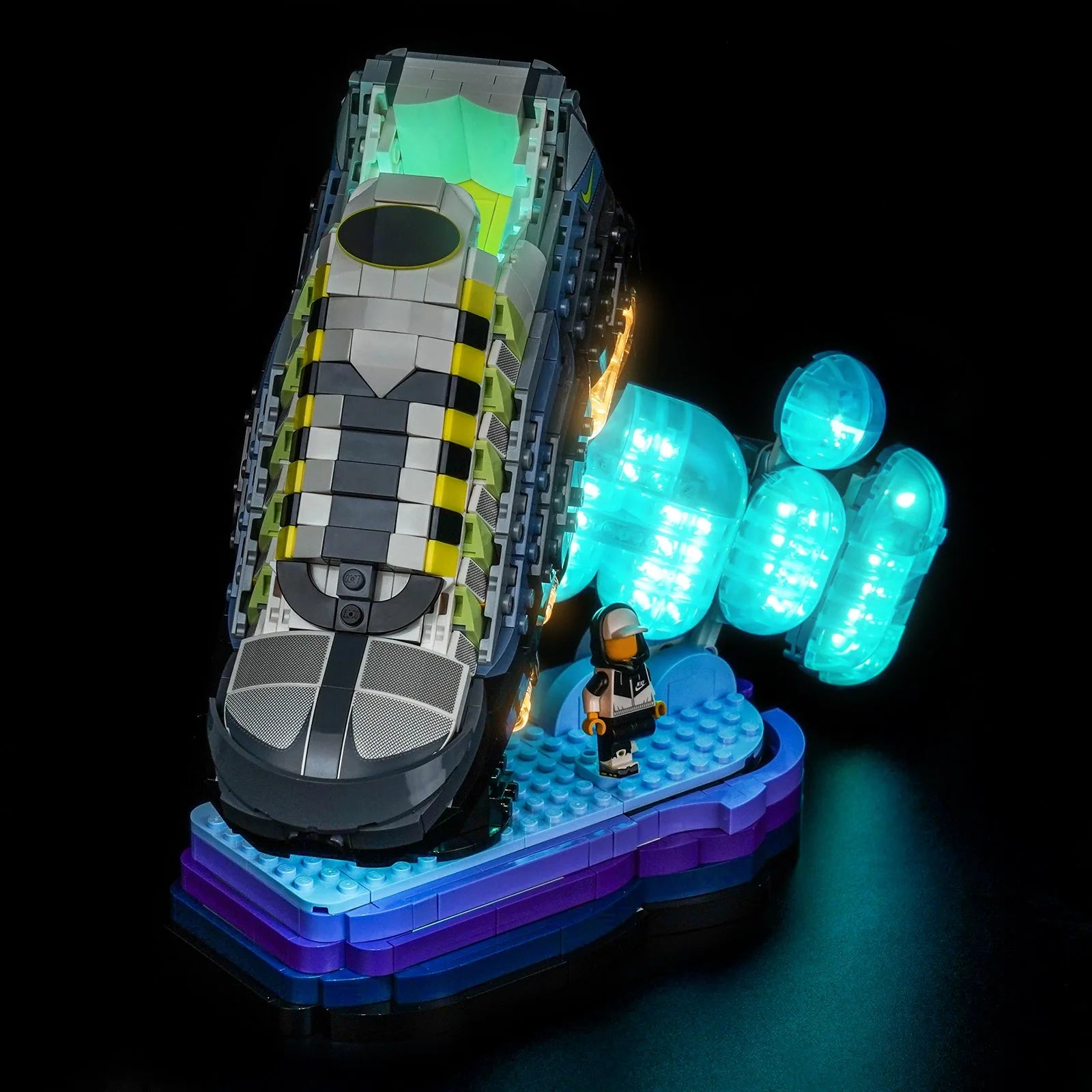LEGO Nike Air Max 95 x LEGO Set #43025 illuminated at night