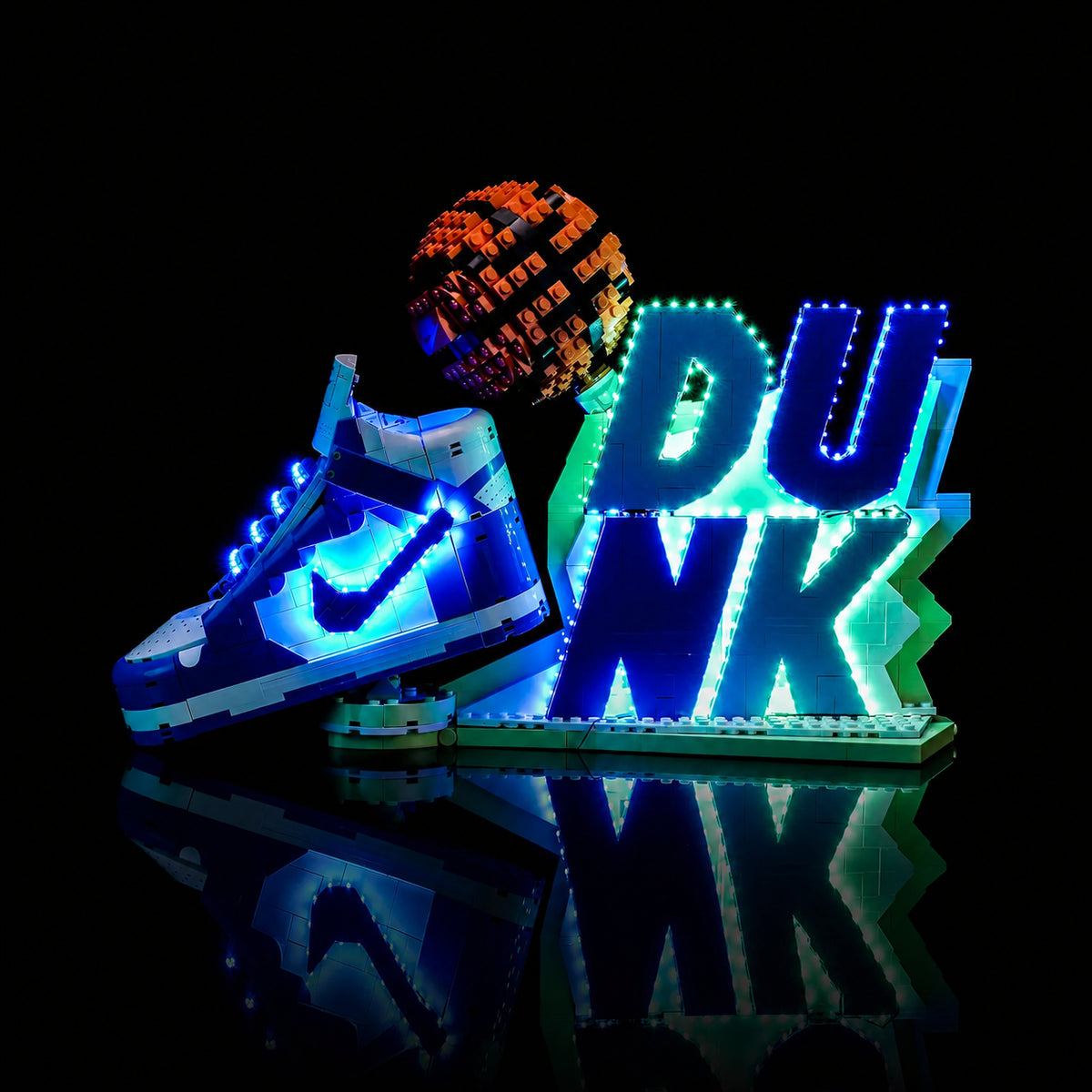 LEGO® Nike Dunk #43008 — display lighting in a dark room (DIY LED light kit)