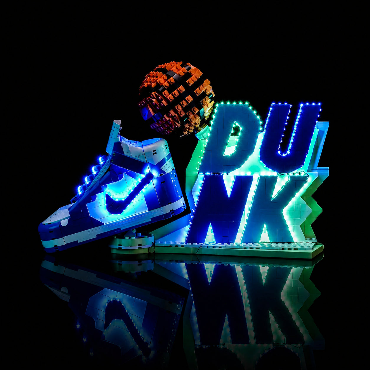LEGO® Nike Dunk #43008 — display lighting in a dark room (DIY LED light kit)