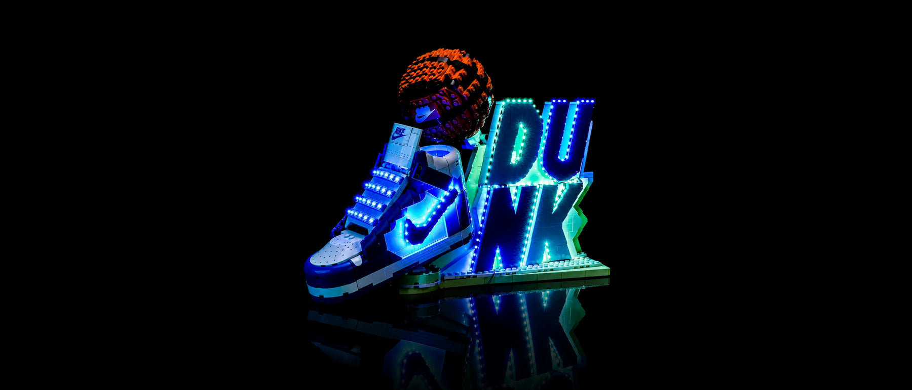 Light Kit for LEGO® Nike Dunk #43008 — lit with the LED light kit