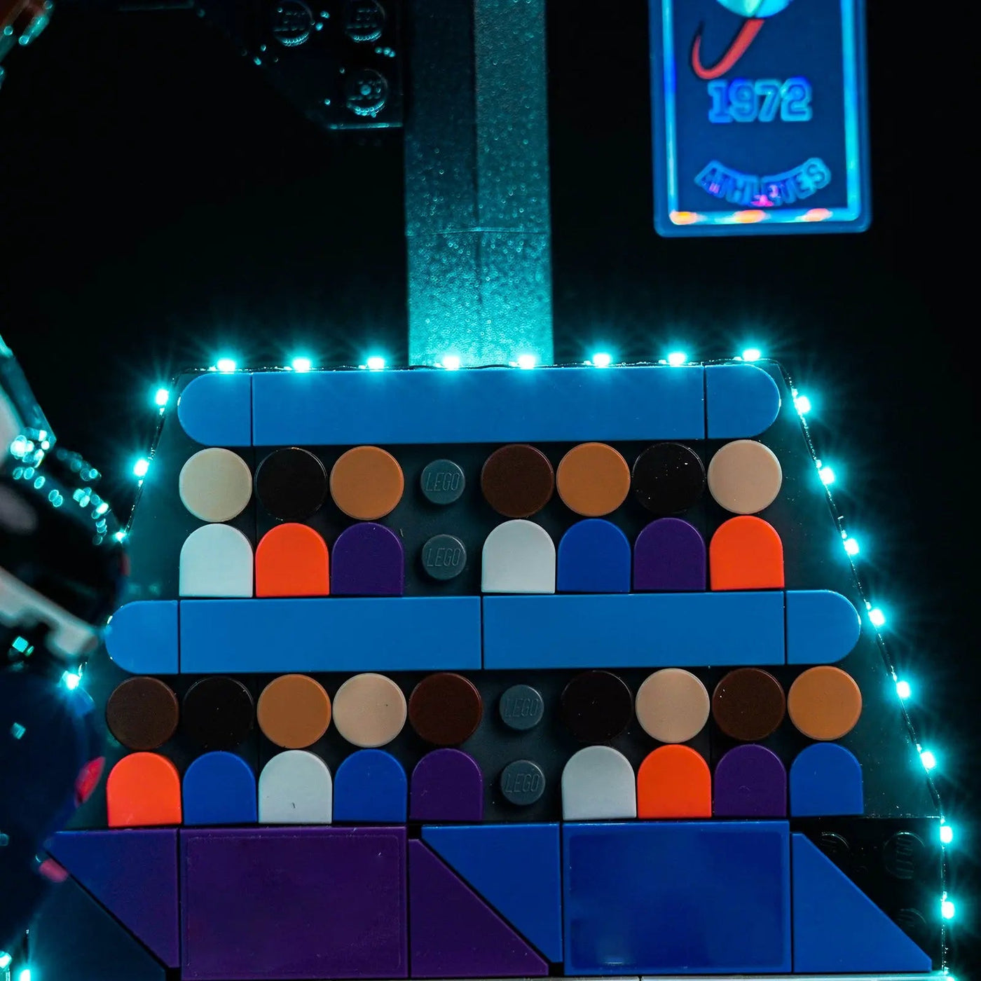 LEGO® Nike Slam Dunk #43010 night-mode display glow, with the DIY LED light kit