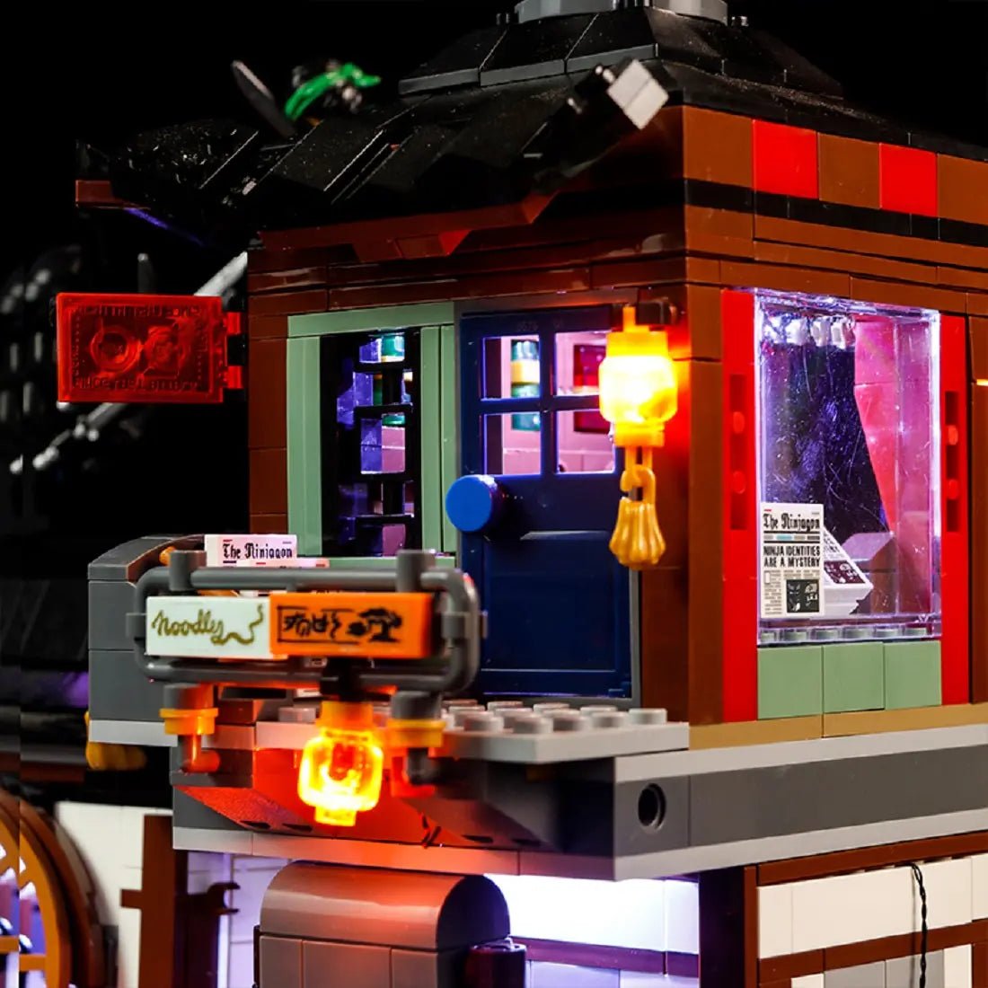 LEGO® NINJAGO City Docks #70657 — brightened interior detail (RGB LED light kit)