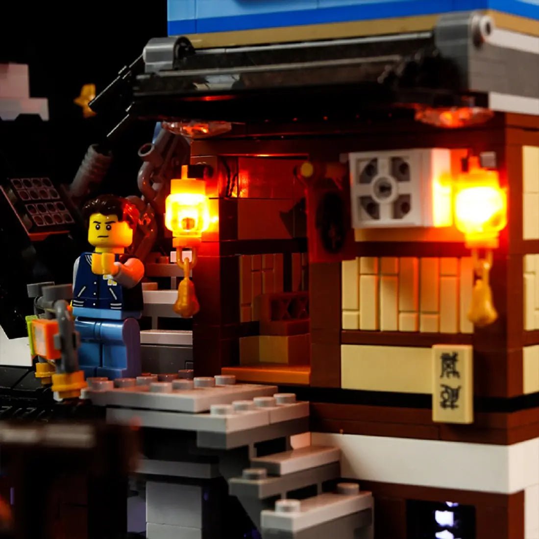 LEGO® NINJAGO City Docks #70657 — display lighting in a dark room (DIY LED light kit)