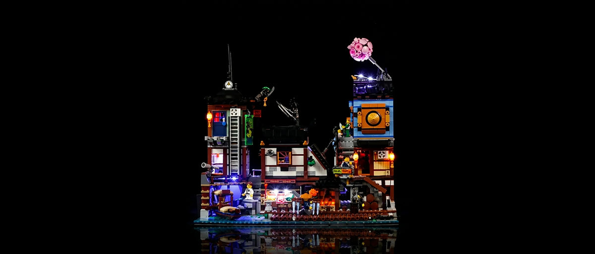 Glowing Lanterns and Signs — Light Kit for LEGO® NINJAGO® City Docks #70657