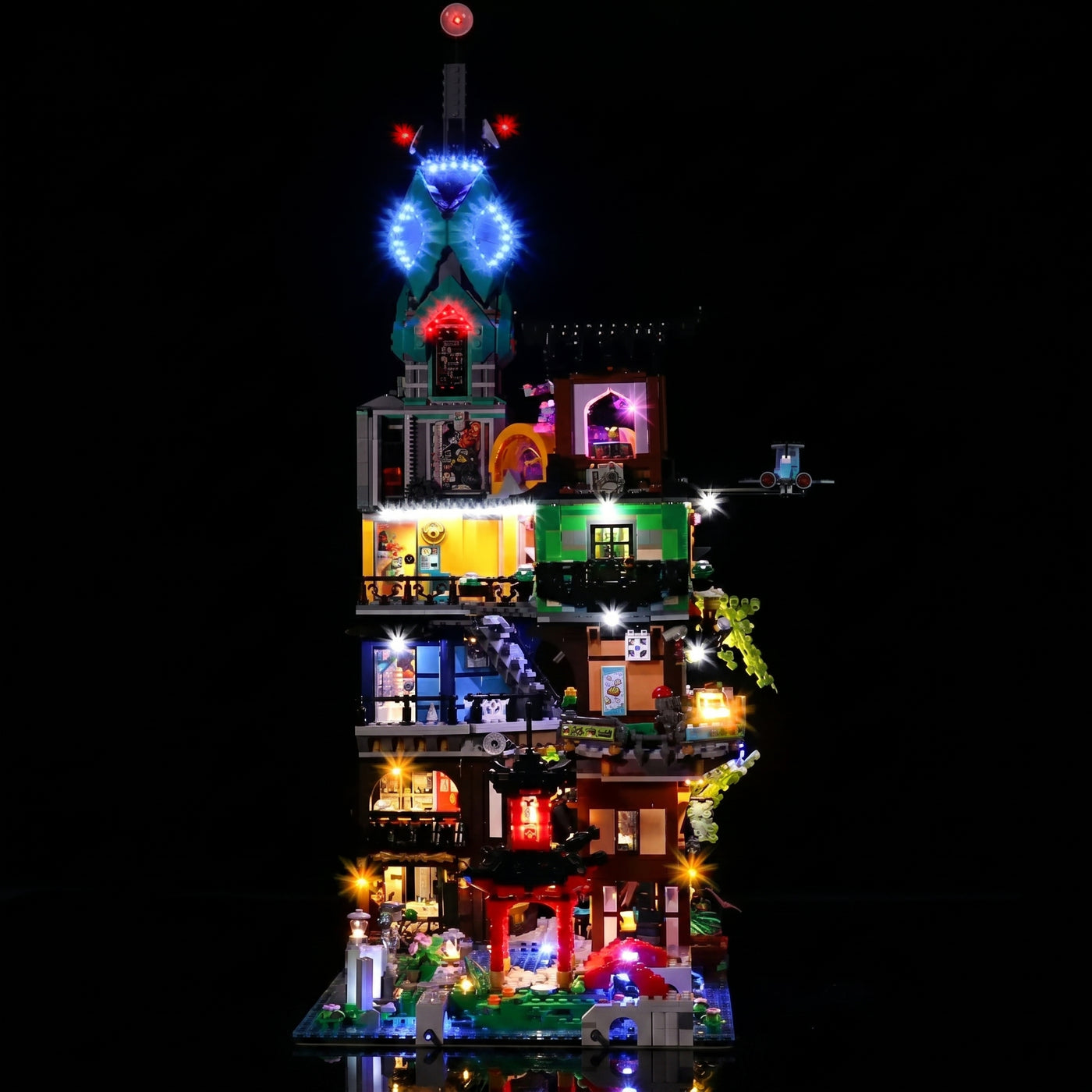 Bright My Bricks LED lights for LEGO® NINJAGO City Gardens #71741 — LED kit powered on