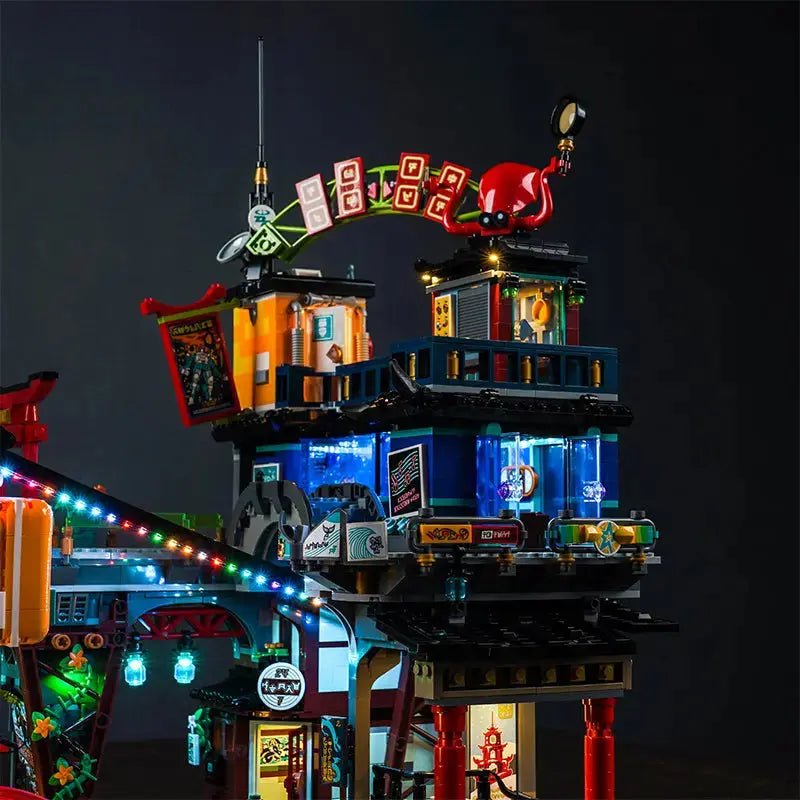 LEGO® Ninjago City Markets #71799 — close-up of the LED lighting detail (RGB LED light kit)
