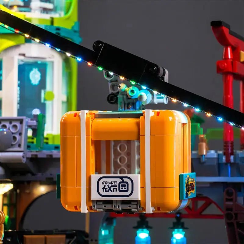 fully illuminated on display: Bright My Bricks LED lights for LEGO® Ninjago City Markets #71799